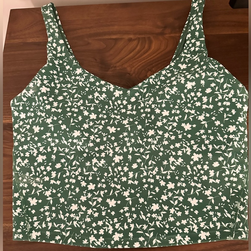 Women’s Green Floral V-Neck Tank Top